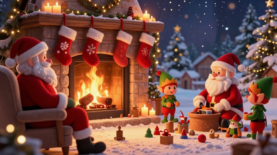 COZY FIREPLACE - Santa's Workshop