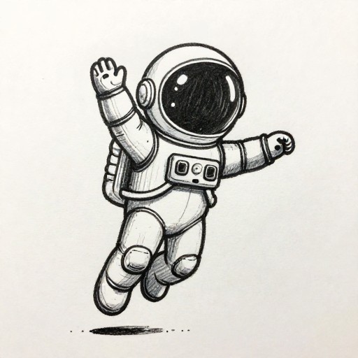 ASTRONAUT FLOATING - Sketch Doodle
