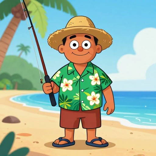 BEACH ANGLER - Cartoon