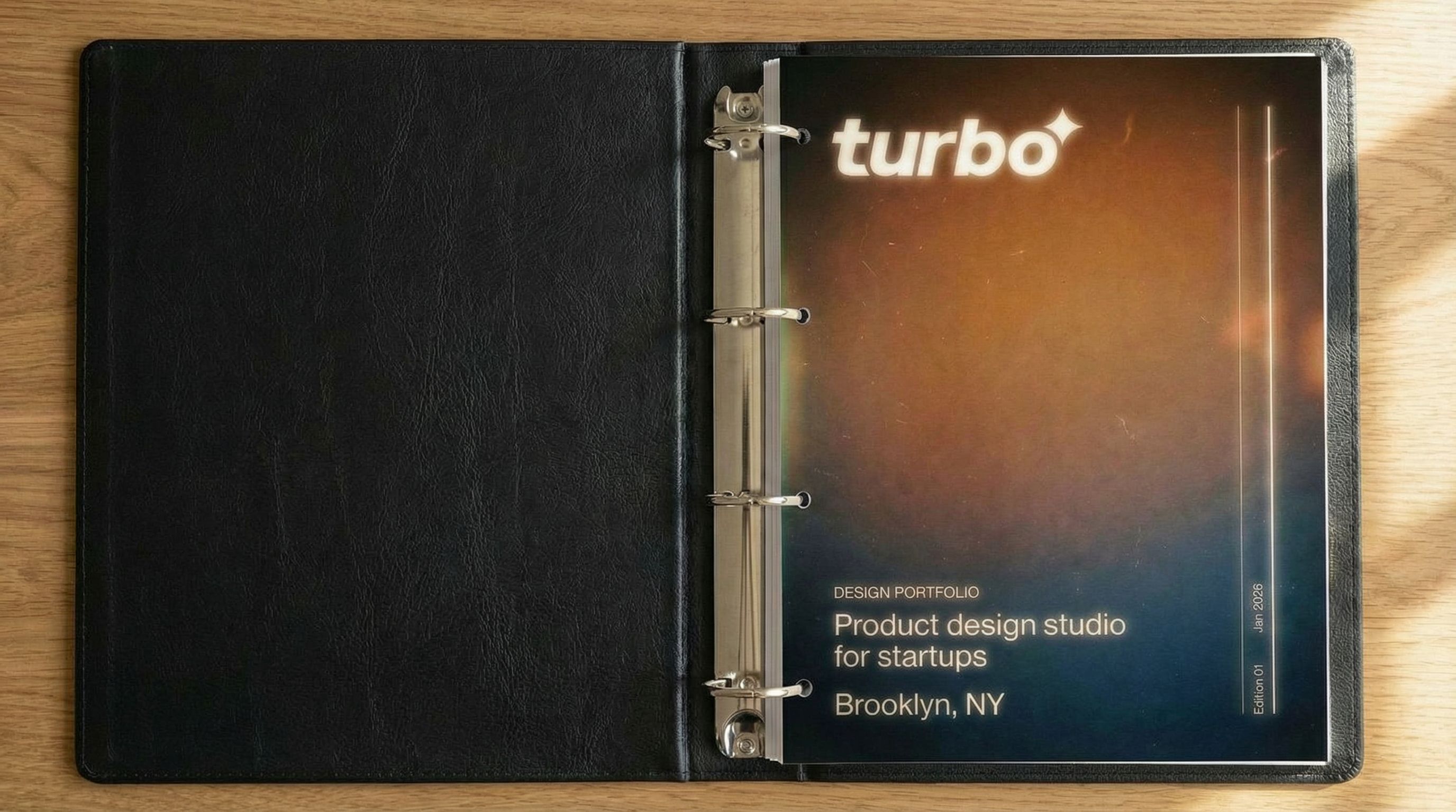 AI-generated cover page in open binder mockup