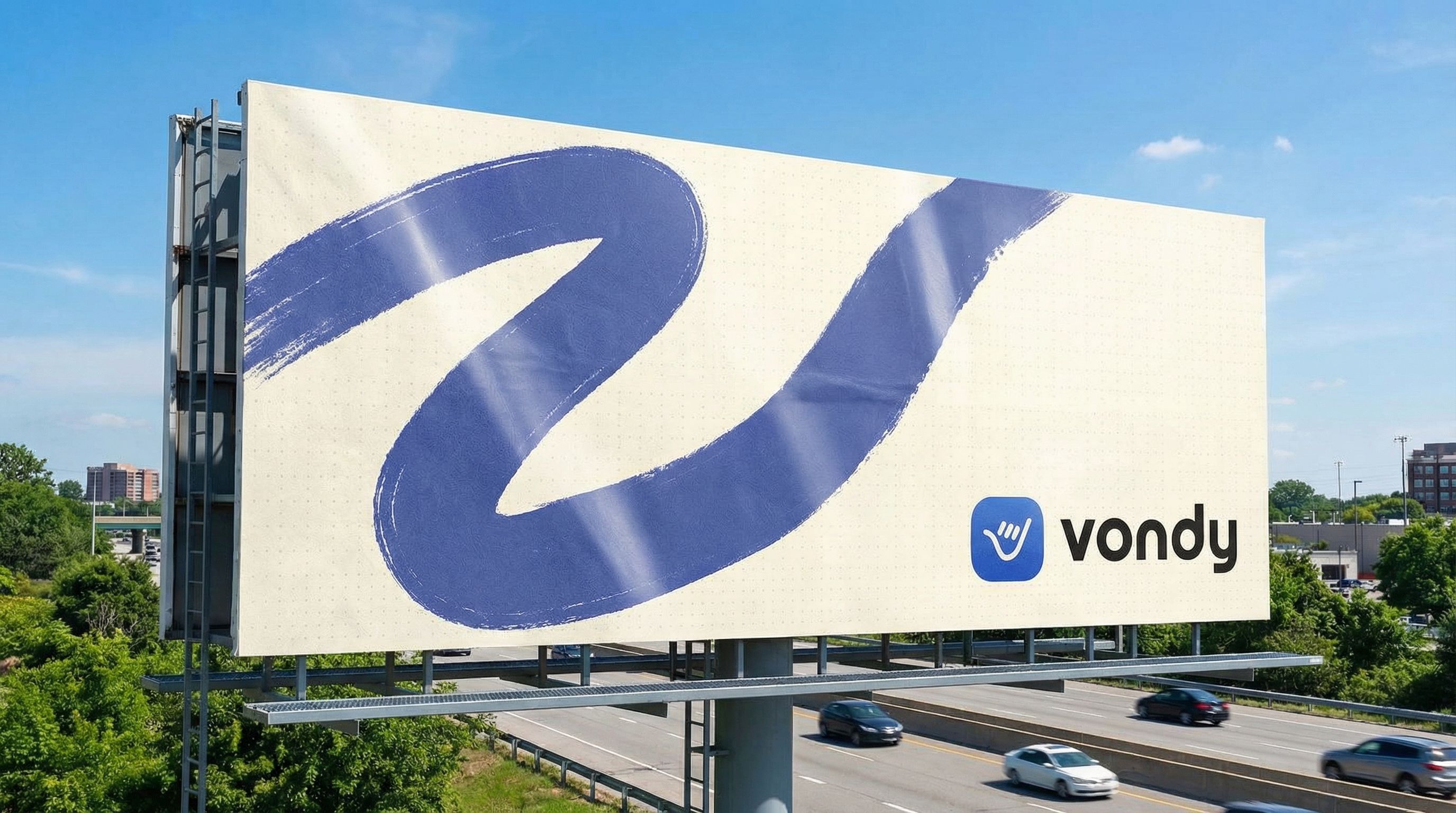 AI-generated banner displayed on a billboard