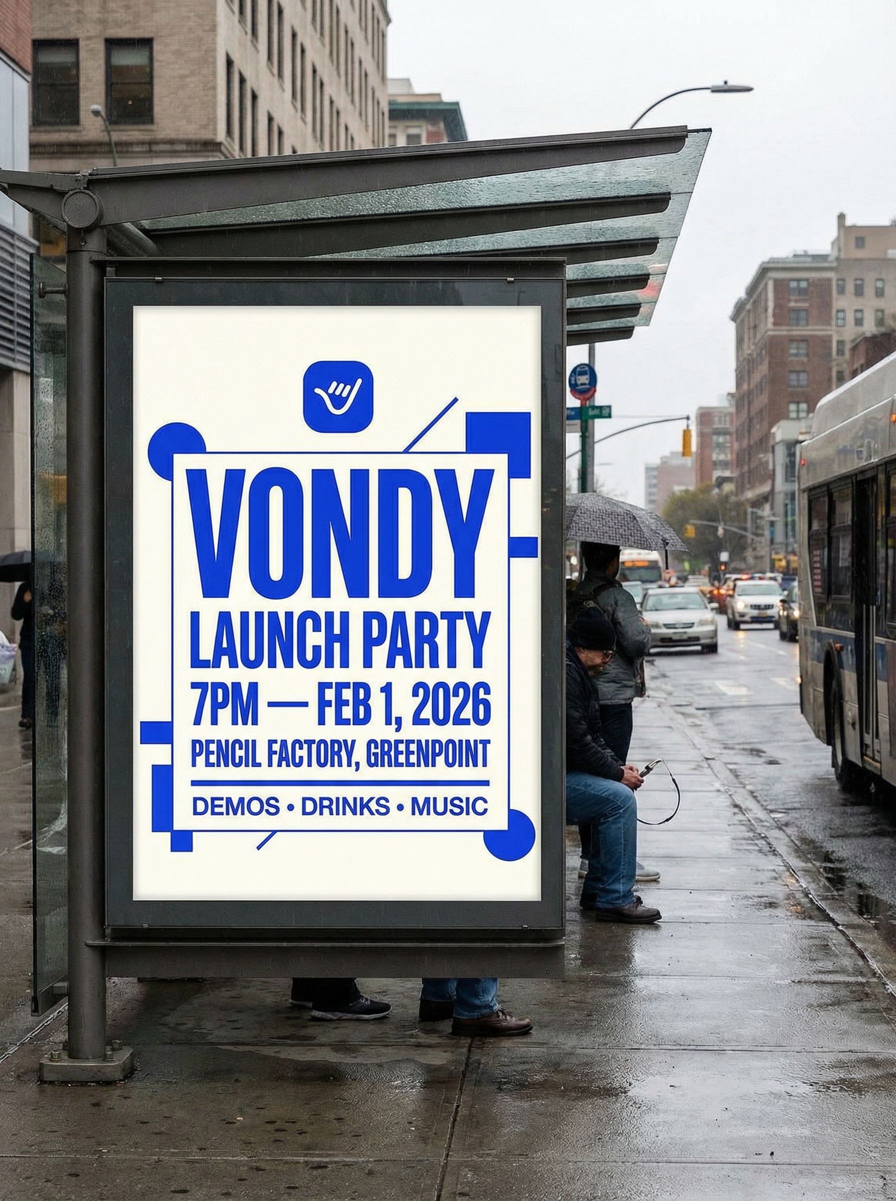 AI-generated poster displayed at a bus stop